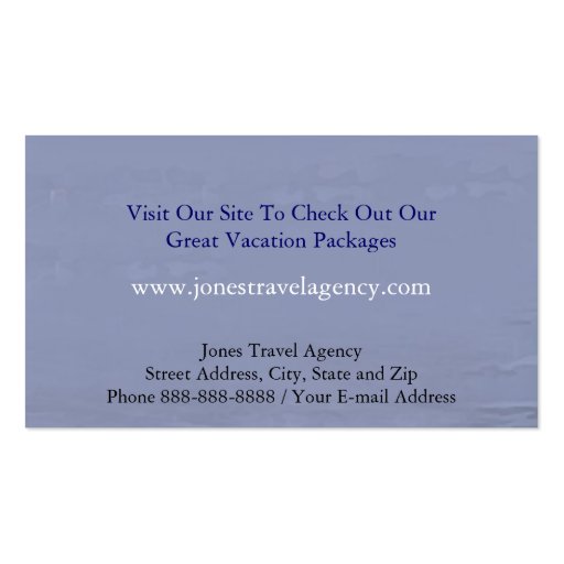 Travel Agent Cruise Ship Agency Business Card (back side)