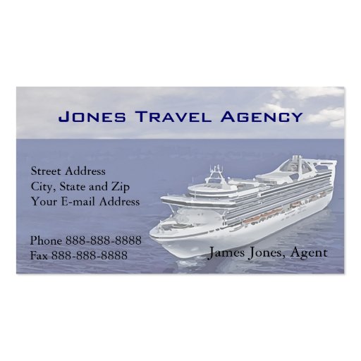 Travel Agent Cruise Ship Agency Business Card (front side)