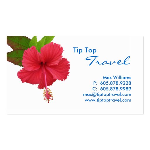 Travel Agent Hibiscus Ocean Business Card (back side)