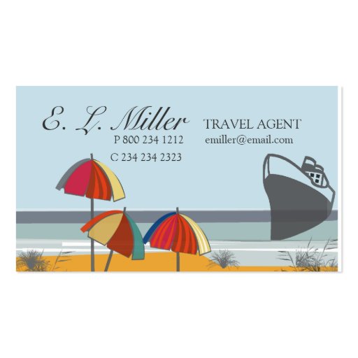 Travel Agent Vacation Business Cards (front side)