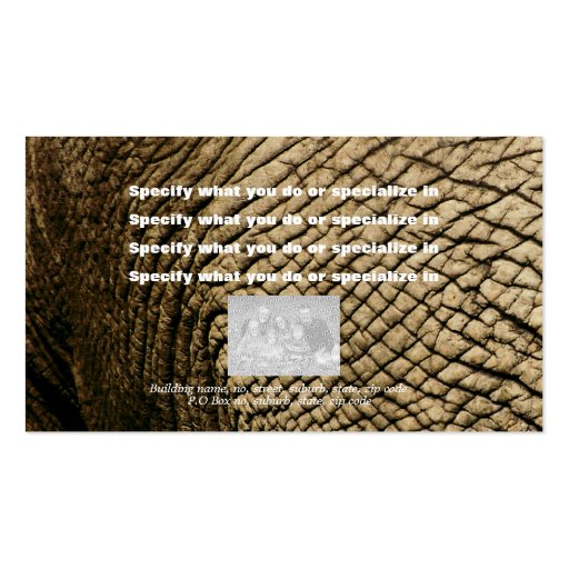 Travel agents, Safari tours, taxidermists, vets Business Card Template (back side)