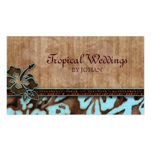 Travel Business Card Hibiscus Flower Blue (front side)
