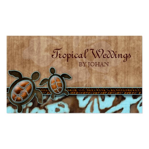 Travel Business Card Turtles Brown Blue