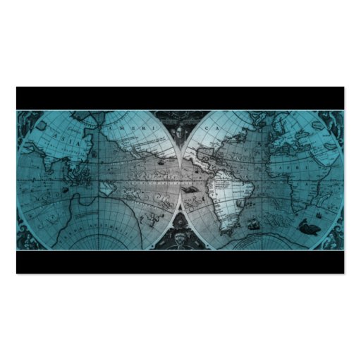 Travel Business Card World Map Globe blue (front side)