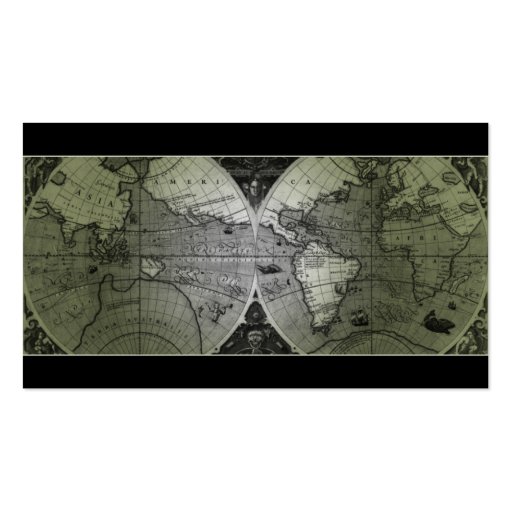 Travel Business Card World Map Globe green (front side)