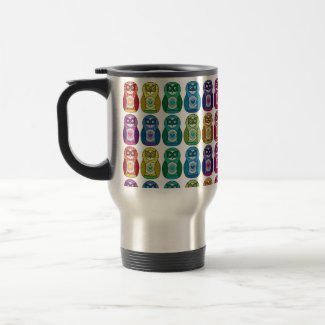 Travel Mug - Cute Rainbow Matryoshka Owl zazzle_mug