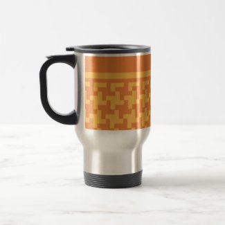 Travel Mug Mug, Orange Dogstooth Check