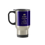 [Two hearts] keep calm and love lydia  Travel Mugs