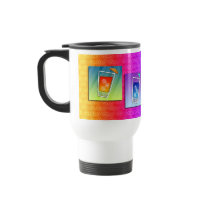 Travel Mugs - Pop Art Cocktails by TheMartiniDiva Travel Mugs - Pop Art Cocktails
