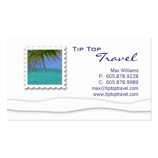 Travel Ocean Palm Tree Business Card (front side)