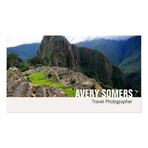 Travel Photographer Add a Large Photo Photography Business Cards (front side)