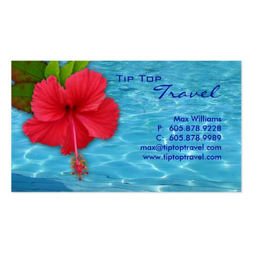 Travel Pool Red Hibiscus Business Card (front side)