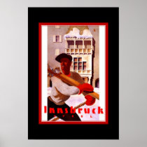 Travel Poster Vintage Innsbruck Tyrol Skiing