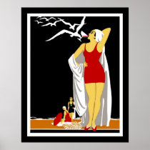 Travel Poster Vintage New York Red Bathers