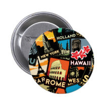 Travel posters retro vintage europe asia usa buttons