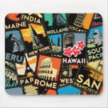Travel posters retro vintage europe asia usa mouse pad