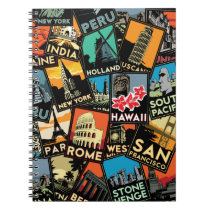 Travel posters retro vintage europe asia usa notebooks
