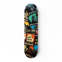 Travel posters retro vintage europe asia usa skateboards