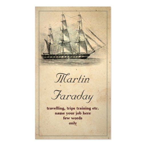 travel ship boat beautiful old business card