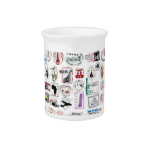 Travel Stamps Pattern Beverage Pitchers