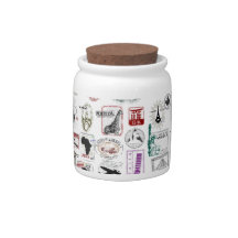 Travel Stamps Pattern Candy Jars