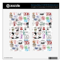 Travel Stamps Pattern Custom Skins Samsung Galaxy S II Skins