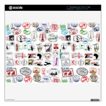 Travel Stamps Pattern Custom Skins Decals For The MacBook