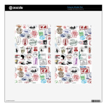 Travel Stamps Pattern Custom Skins Kindle Fire Skin