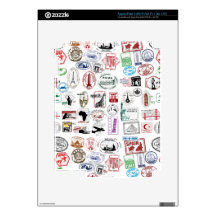 Travel Stamps Pattern Custom Skins iPad 3 Skins