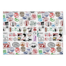 Travel Stamps Pattern Greeting Card