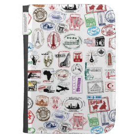 Travel Stamps Pattern Kindle Covers