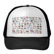 Travel Stamps Pattern Mesh Hats
