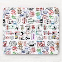 Travel Stamps Pattern Mousepad