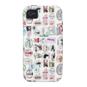 Travel Stamps Pattern Phone Case iPhone 4 Cases