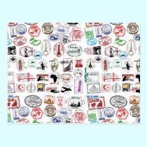 Travel Stamps Pattern Postcards