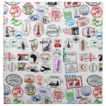 Travel Stamps Pattern Printed Napkins