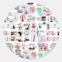 Travel Stamps Pattern Sticker