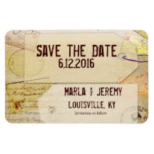 Travel theme save the date magnet