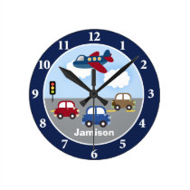 Travel Time Transportation Theme Custom Wall Clock at Zazzle