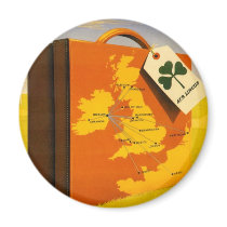 Travel to Ireland poster Round Magnet by retroz Travel to Ireland poster Round Magnet