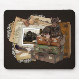 Traveling Doberman - Rocky mousepad