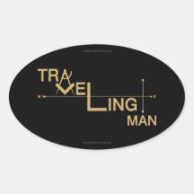 Traveling Man Oval Auto Sticker