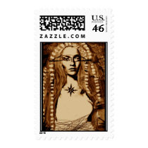 Traveling Woman Postage Stamp