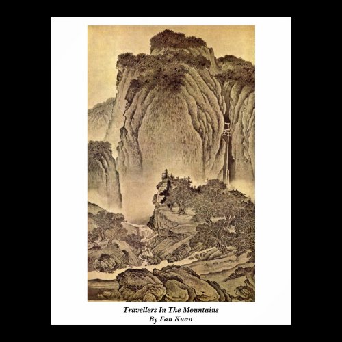 Travellers In The Mountains By Fan Kuan Print