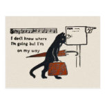 Travelling Black Cat Vintage Style Postcard
