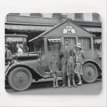 Travelling Musician, Weird Vehicle, 1929 Mousepads