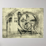 Treadmill Powered Crossbow by Leonardo da Vinci Poster