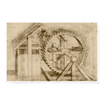 Treadmill Powered Crossbow, Leonardo da Vinci Poster