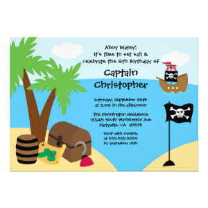 Treasure chest pirate birthday party invitation