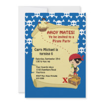 Treasure Map Pirate Party Invitation invitations